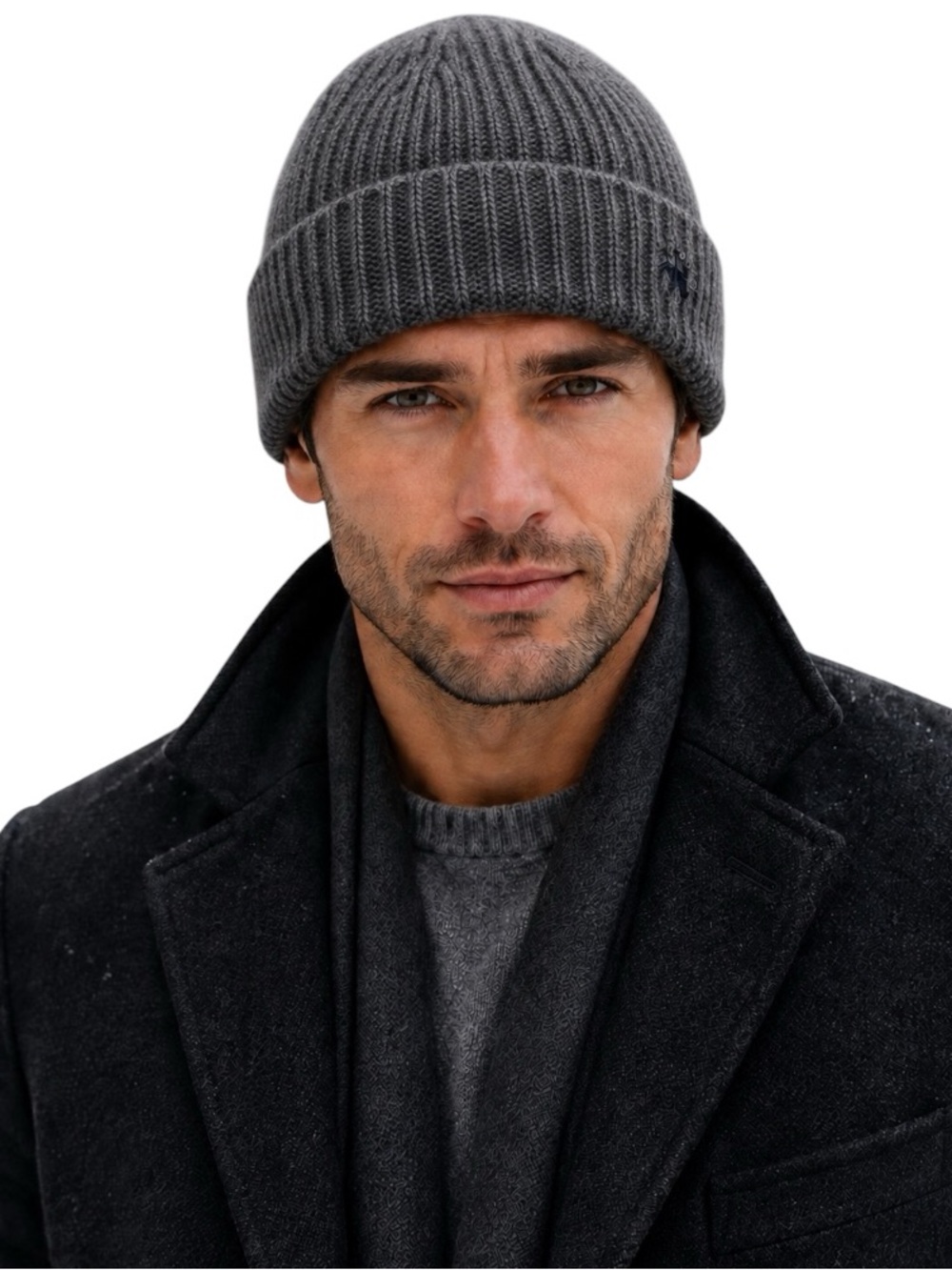 Brooks Brothers Men’s Signature Wool Cashmere Ribbed Beanie Gray OS NWOT